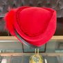 Vintage Mitzi Boutique of London Red Pill Box Hat with Peacock Feather Image 5
