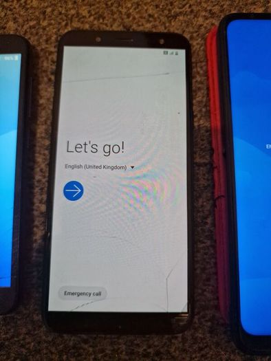 Job Lot of 4 Smartphones - ALL WORKING (samsung, TCL, Huawei, Alcatel) - Damaged/Cracked