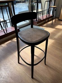 Thonet-Style Bar Stool, Black Wood Frame