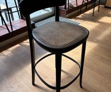 Thonet-Style Bar Stool, Black Wood Frame