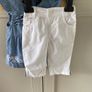 2 piece baby outfit white pants and denim blue top Image 2