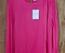Savida Pink Satin Top with gold buttons Size M.