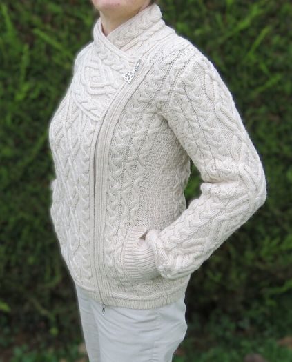 NEW with tage Merino Wool Irish Aran Side Zip Cardigan