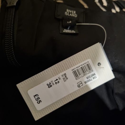 River Island Black print belted bodycon dress
