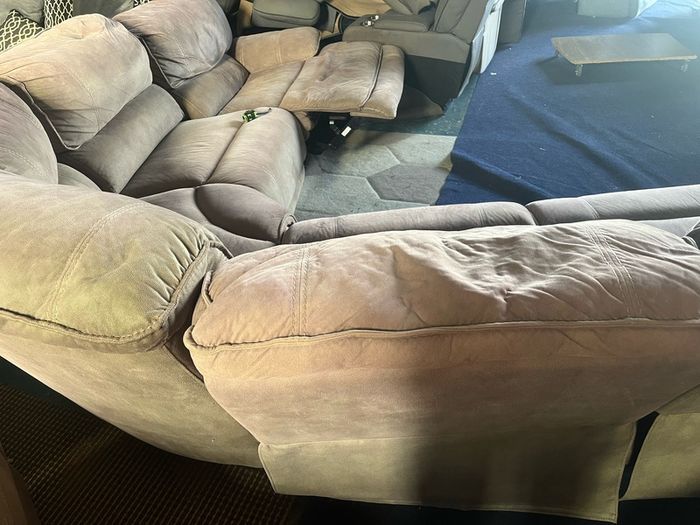 Beige corner recliner manual recliner sofa