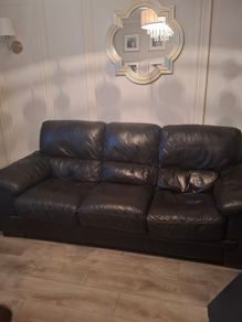 Brown leather sofa set - 3 seater and 2 seater