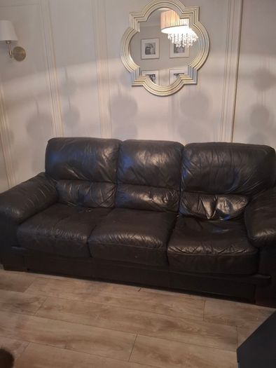 Brown leather sofa set - 3 seater and 2 seater