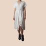 White & Gold Lace Dress with V-Neck and Ruffles  Size S Image 4
