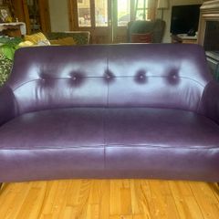 Aubergine Leather Sofa