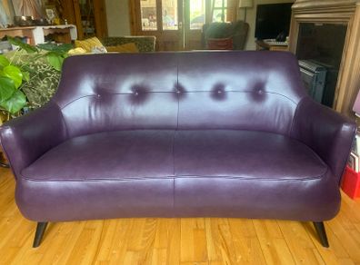 Aubergine Leather Sofa