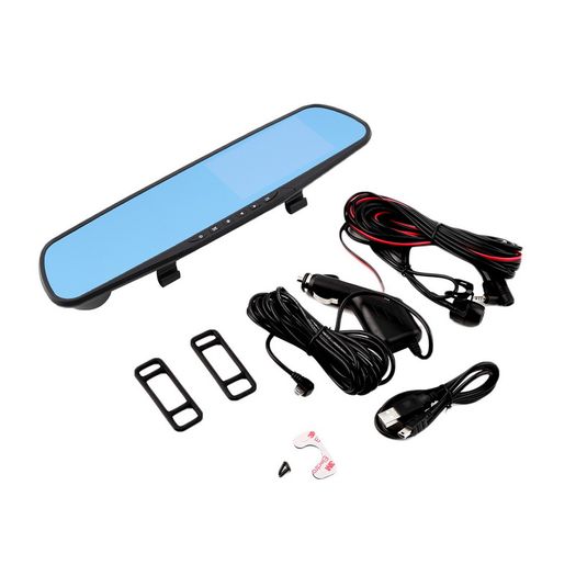 Full HD 1080P DVR In-Car Rear View Mirror 4.3" Monitor Dash Cam Recorder Camera Dual lens Reversing Cam