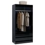 Wardrobe High Gloss Black 100x50x200 cm Chipboard Image 3