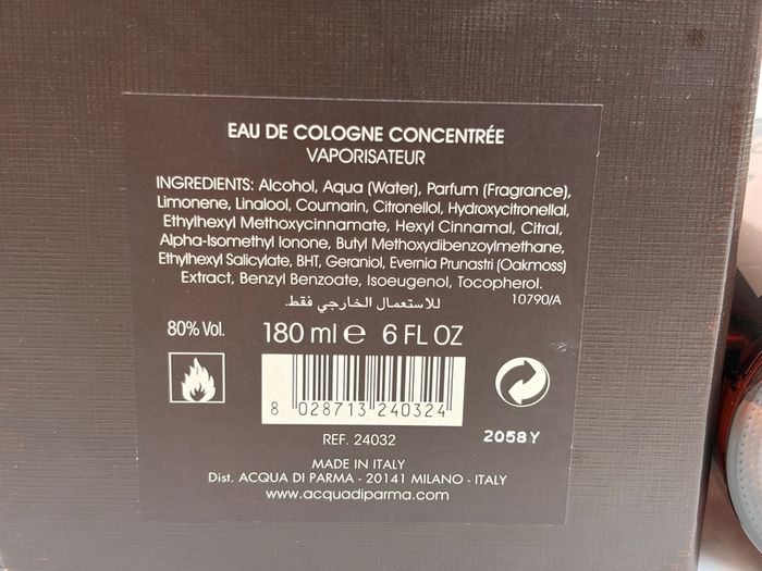 Acqua di Parma Quercia 180ml  Approx. 70% Remaining