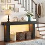 Console Table with Outlets & Motion Sensor LED, 120cm Narrow Behind Couch Sofa Table with USB Ports, Modern Hallway Entryway Table with Storage Space for Entrance Hall, Living Room, Black Image 7