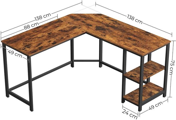 _L-Shaped Computer Desk, Corner Desk with 2 Shelves