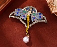 Art Nouveau Style Lady Wings Fairy Pearl Brooch