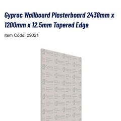 Gyproc Wallboard Plasterboard 2438mm x 1200mm x 12.5mm Tapered Edge