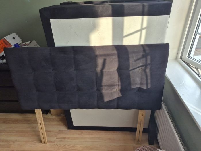 Black Velvet Bed Frame Double Bed with storage and headboard