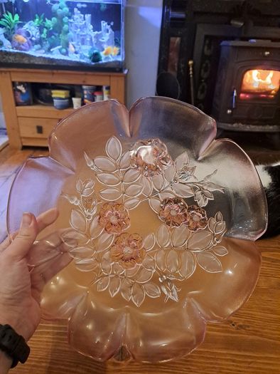 Large Mid-Century Frosted Art Glass Bowl