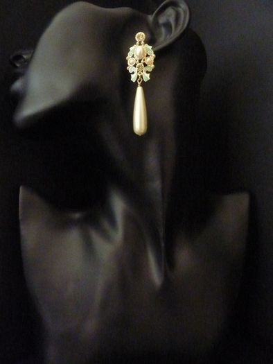 Art Deco Art Nouveau Style Pearl Drop Earrings