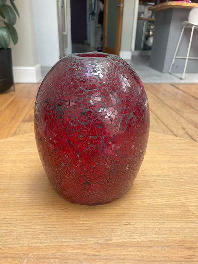 3 x Red Crackle Effect Glass Lamp Shades