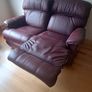Wine leather lazboy Armchair and 2 seater Image 5