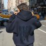 Navy Angel Wings Sequin Hoodie. New. Size M Image 4
