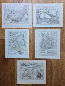 Set of 5 Antique Maps 1849 1850  Meyers Zeitung Atlas