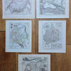 Set of 5 Antique Maps 1849 1850  Meyers Zeitung Atlas