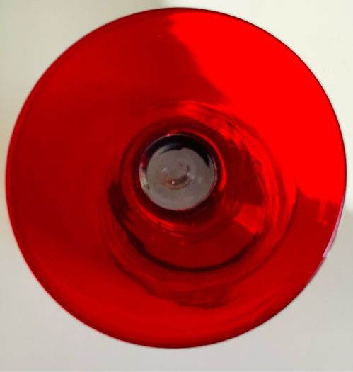 Vintage Bohemian Ruby Flash Cut Crystal Glass Pedestal Bowl