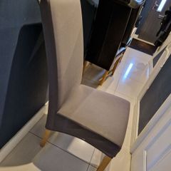 6 leather chairs with grey washable covers