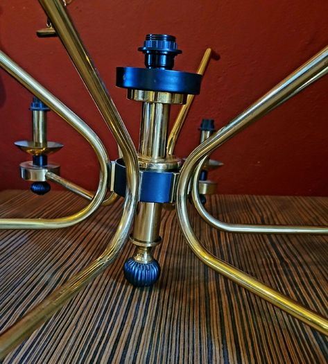 Mid-century Brass & Bakelite Light Fittings with matching wall lights