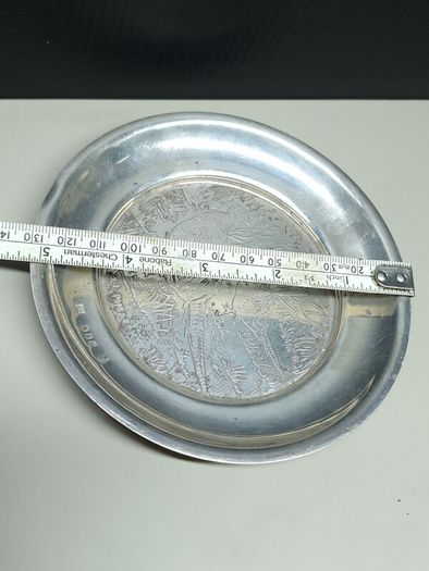 Vintage Irish sterling silver shamrock / clover trinket dish, fully hallmarked Dublin.