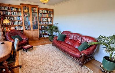 Classic Oxblood / Burgundy Leather 3-Piece Suite (Sofa & 2 Armchairs)