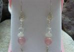 Sterling silver,Rose Quartz,Moonstone earrings,New,Gift