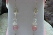 Sterling silver,Rose Quartz,Moonstone earrings,New,Gift