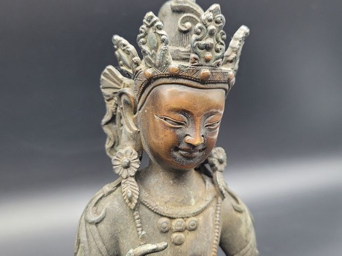 Antique 19th Century Bronze Budda with Chinese Ming Mark Signed Tibetan?
