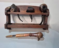 Vintage Estate Pipe Collection with Solid Wood Display Rack