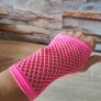 Neon pink and green fishnet gloves Image 2