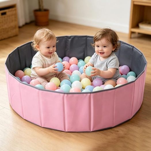 Kids Baby Round Pool Ball Pit, Outdoor Indoor Nursery Baby Playpen for Toddler Boys Girls (100CM)