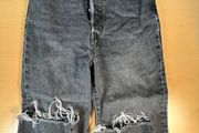 Levis Premium Ribcage Straight Ankle Womens Jeans W28 L25 Black Denim Button Fly
