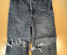 Levis Premium Ribcage Straight Ankle Womens Jeans W28 L25 Black Denim Button Fly