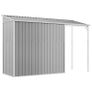 Garden Shed with Extended Roof Light Grey 277x110.5x181 cm Steel Image 6