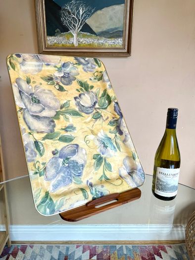 Retro Arnold Designs Floral Fiberglass Large Tray