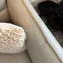 3 Seater Leather Sofa  220cm Neutral Beige Image 4