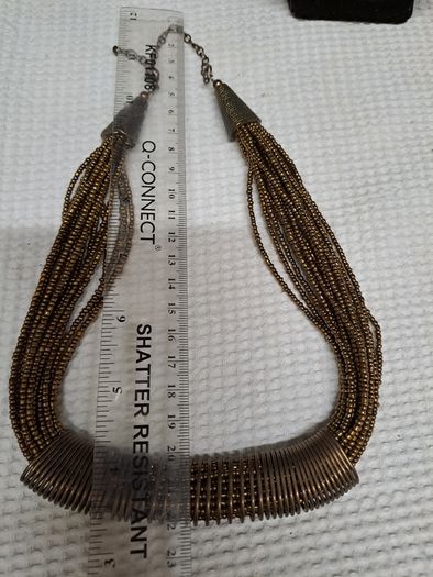 Gold Multi-Strand Beaded Statement Necklace