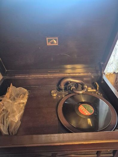 A HMV (His Master's Voice) Model 158 floor console gramophone from the