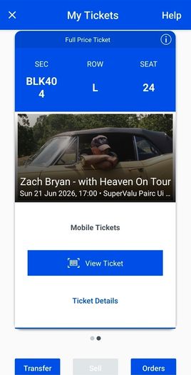 Zach Bryan tickets x 2 Cork 21st June