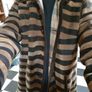 Vintage striped coat with furry collar size S Image 6