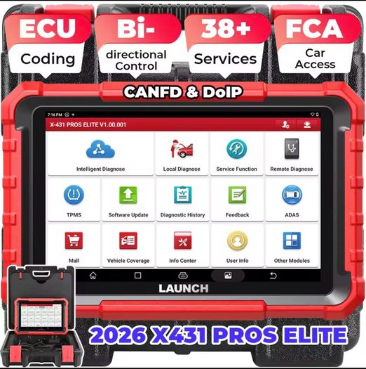 New LAUNCH X431 PROS ELITE OBD2 Diagnostic Tool Bidirectional Car Scan Tool, ECU Coding, FCA SGW AutoAuth, CANFD & DOIP, 38+ Reset, All-System Diagnostics, Active Tests, VAG Guided Functions, 2 Years Update No bluethoot cable type diagnosis OBD